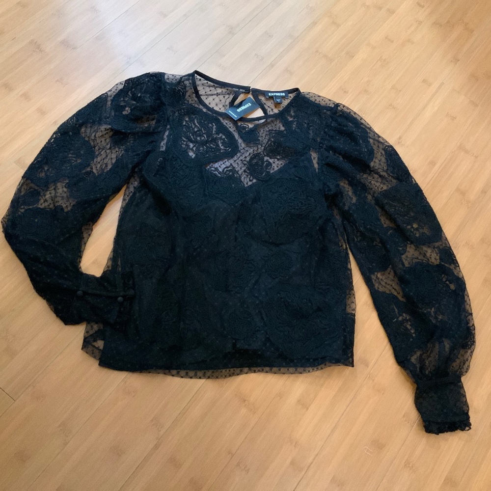 Express Black Lace Blouse